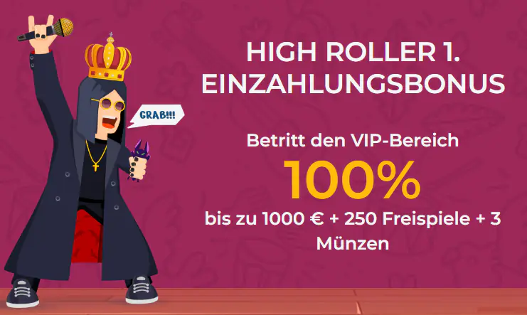 High Roller 1. Einzahlungsbonus Rolling Slots